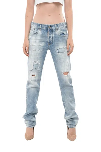 Dsquared2 Distressed-effect Straight-leg Jeans In Blue