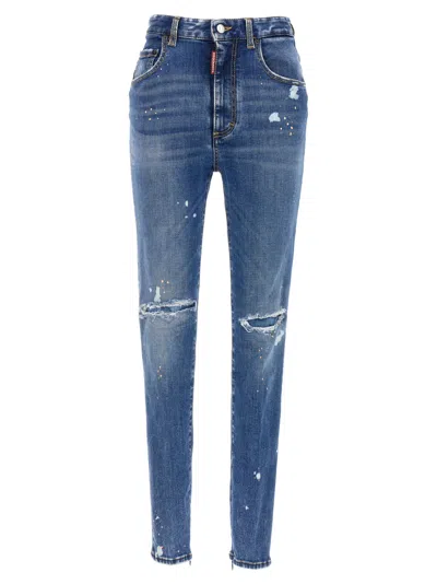 Dsquared2 Blue Skinny High Rise Jeans