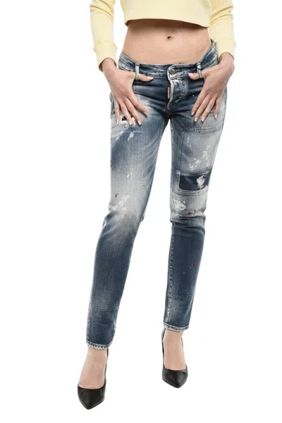 Dsquared2 Women Blue Skinny Low Rise Jeans