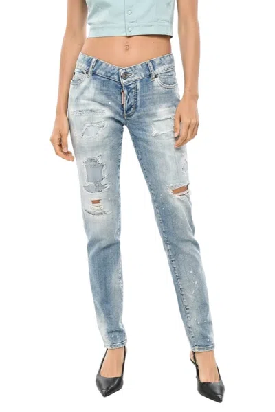 Dsquared2 Women Blue Slim Low Rise Jeans