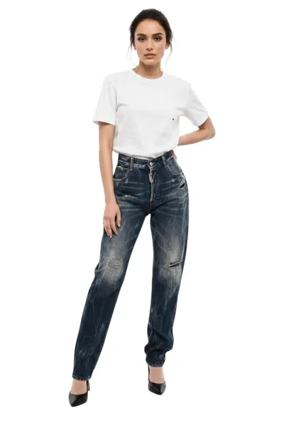 Dsquared2 Women Blue Straight High Rise Jeans