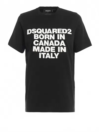 Dsquared2 Women's Born In Canada Made In Italy Cotton T-shirt In Black