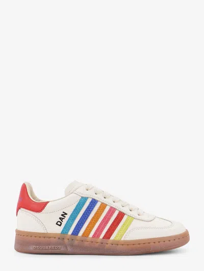 Dsquared2 Women Boxer  Summer Lovers Leather Sneakers With Multicolor Stripes