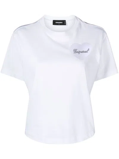 Dsquared2 Women Boxy-fit Cotton T-shirt In Multicolor