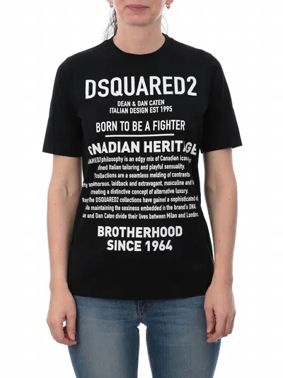 Dsquared2 Women's Canadian Heritage Print Cotton T-shirt In Black