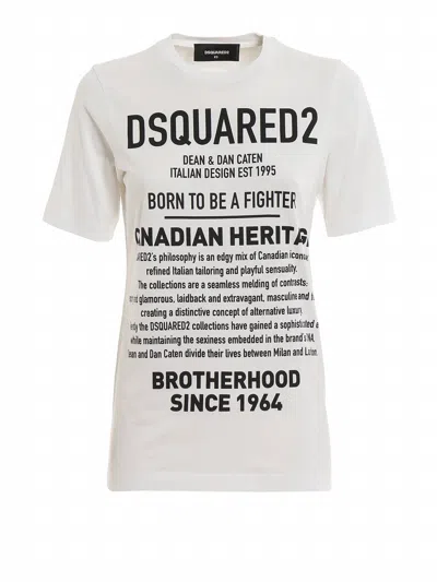 Dsquared2 Women's Canadian Heritage Print Cotton T-shirt In White