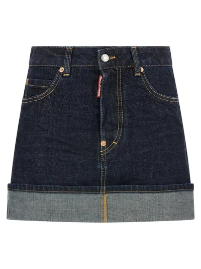 Dsquared2 Women's Cimosa Authentic Japanese Denim Skirt In Blue