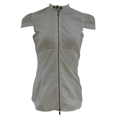 Pre-owned Dsquared2 Women's Contemporary White Sleeveless Cotton Shirt, Size 42