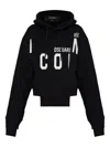 Dsquared2 Asymmetric Hem Cropped Hoodie Drawstring In Black