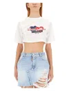 Dsquared2 Gathered Cropped T-shirt In White