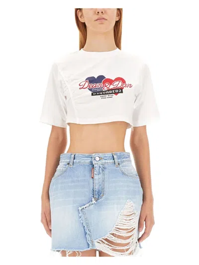 DSQUARED2 WOMEN'S CROPPED FIT T SHIRT