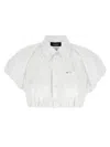 Dsquared2 Short Sleeve Collared Shirt With Gathered Detail In White
