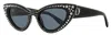 Dsquared2 Women's Crystal Cat Eye Sunglasses D2 0092/n/s 807ir Black 51mm In Black