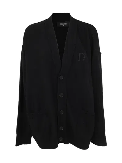 Dsquared2 Knit Cardigan Front Pockets In Black