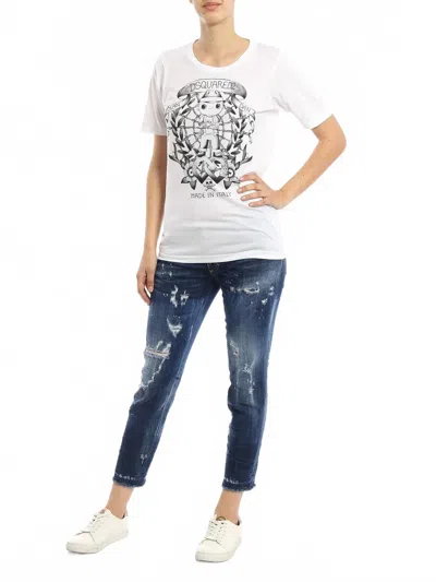 Dsquared2 Women's Dean Dan Printed Cotton T-shirt In White