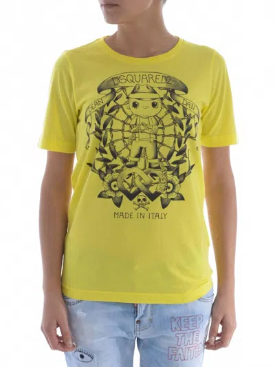 Dsquared2 Women's Dean Dan Printed Cotton T-shirt In Yellow
