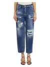 Dsquared2 Cropped 5-pocket Denim Jeans With Waist Loops For Women Ss24 In Blue