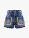 Dsquared2 Summer Lovers Denim Shorts With Fringe Detailing In Multicolor