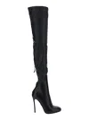 Dsquared2 Women 'ducati X D2' Black Knee-high Boots With Logo Lettering And High Stiletto Heel In Le In Black