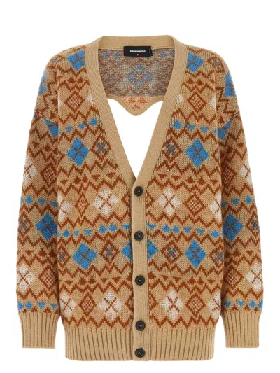 DSQUARED2 WOMEN'S EMBROIDERED WOOL BLEND CARDIGAN | SIZE MEDIUM | S72HA1154S18363 COLOR 961