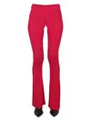 Dsquared2 Flared Ribbed Elastic Waistband Trousers In Fuchsia