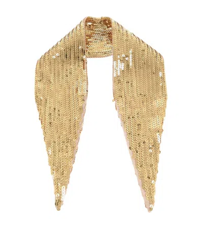 Dsquared2 Women Golden Sequin Embellished Scarf