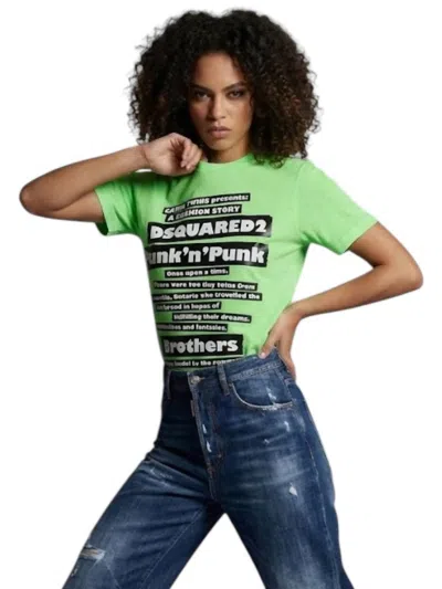 Dsquared2 Women's Graphic Logo Cotton T-shirt In Green