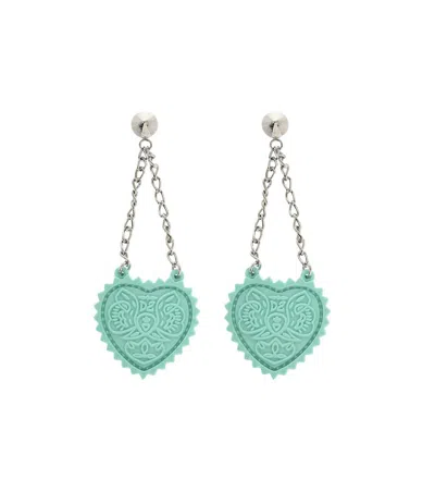 Dsquared2 Women Green Heart Drop Earrings In Multi