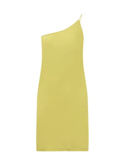 Dsquared2 Green One Shoulder Mini Dress In Yellow
