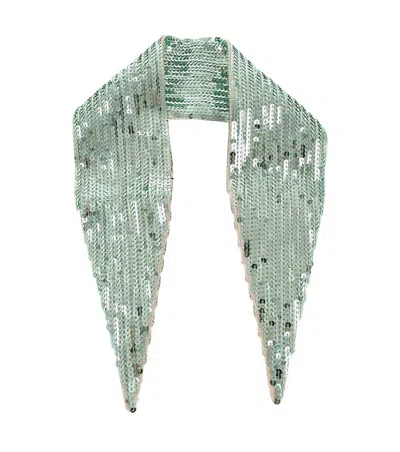 Dsquared2 Women Green Sequin Embellished Scarf