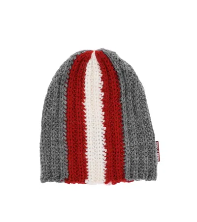 Dsquared2 Women Grey Stripes Beanie Cap In Gray