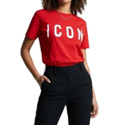 Dsquared2 Women's Icon Logo Cotton T-shirt In Red