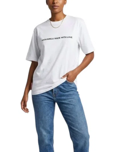 Dsquared2 Women's Icon Made With Love Logo Cotton T-shirt In White