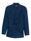 Dsquared2 Double-breasted Denim Blazer Jacket In Blue