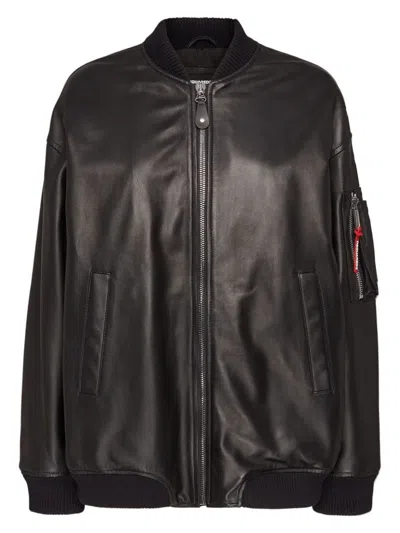 DSQUARED2 WOMEN'S LEATHER OVERSIZE BOMBER
