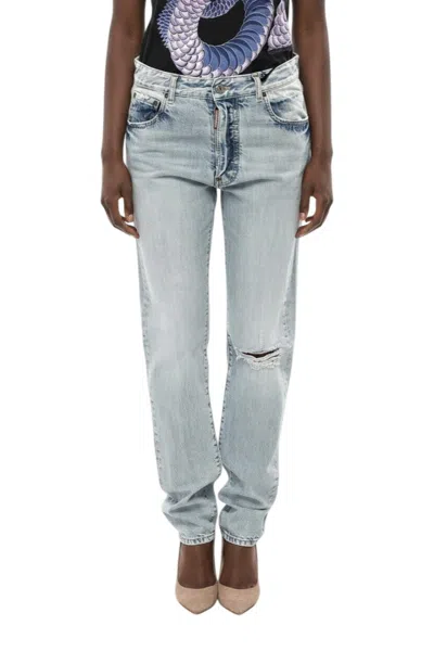 Dsquared2 Women Light Blue Regular High Rise Jeans