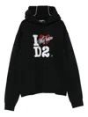 Dsquared2 Cotton Hoodie With Logo And Drawstring In Black