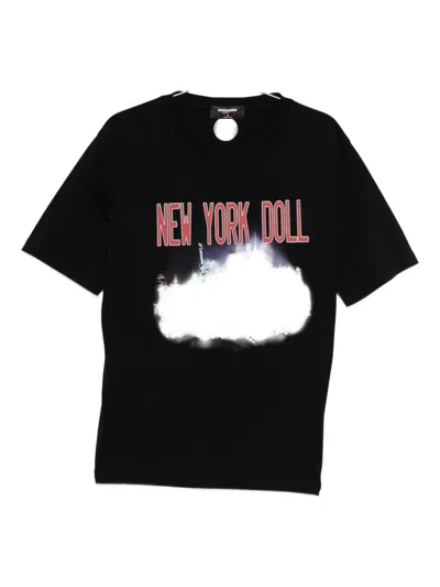 Dsquared2 Women Logo Cotton T-shirt In Black