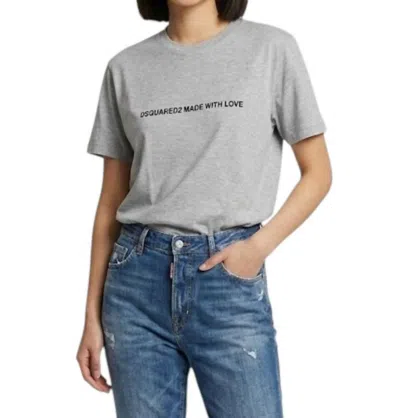 Dsquared2 Women's Made With Love Logo Cotton T-shirt In Grey In Gray