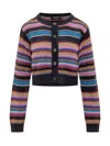 Dsquared2 Cropped Long Sleeve Striped Glitter Sweater In Multi