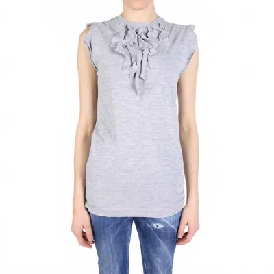 Dsquared2 Women's Ruffled Trim Cotton T-shirt In Grey In Gray
