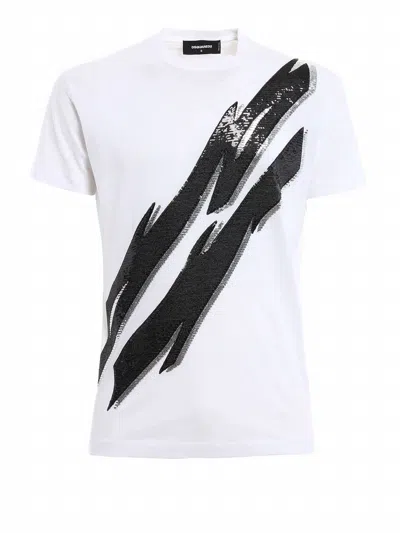 Dsquared2 Sequin-embroidered T-shirt In White