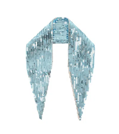 Dsquared2 Women Sky Blue Sequin Embellished Scarf