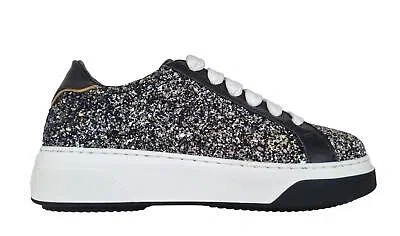 Pre-owned Dsquared2 Women's Sneakers Shoes Bumper Glitter Black/silver 2132