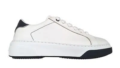 Pre-owned Dsquared2 Women's Sneakers Shoes Bumper In White Leather M072 In White + Black