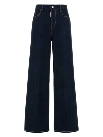 DSQUARED2 WOMEN'S STRETCH DENIM TRAVELLER WIDE-LEG JEANS