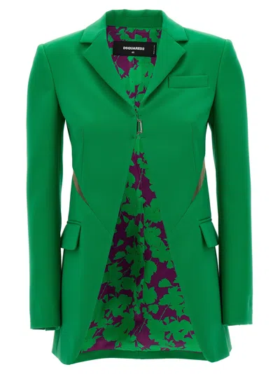 Dsquared2 Women Tulle Insert Blazer Jacket In Green
