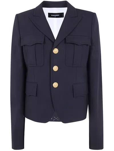 Dsquared2 Tailored Jacket Uniform Style Notch Lapels In Blue