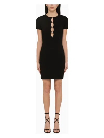 Dsquared2 Knitted Cut-out Dress With Pearls In Black