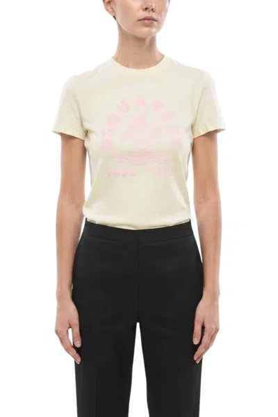 Dsquared2 Women Yellow Printed Crew Neck T-shirt In Neutral